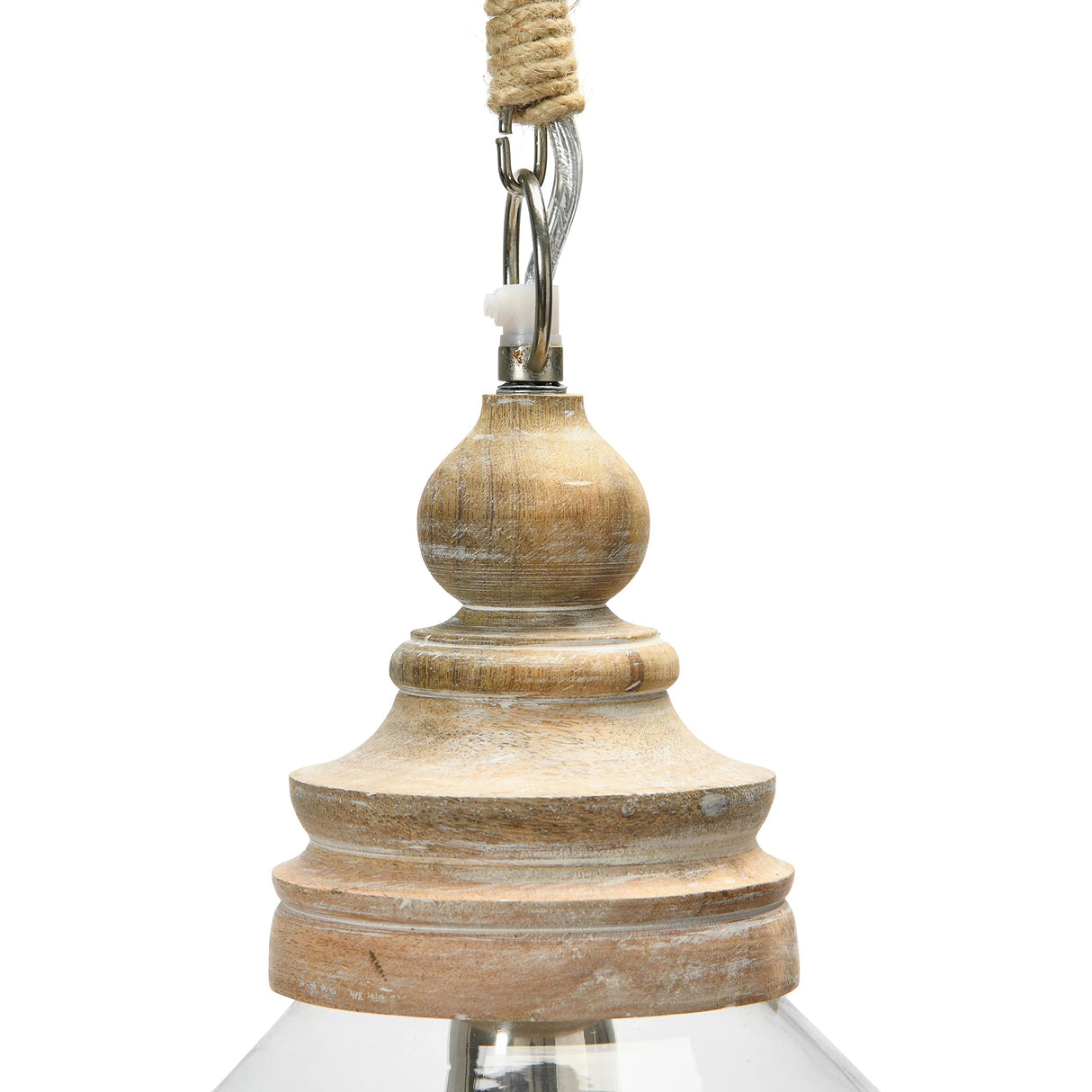Creative Co-Op Glass and Mango Wood Ceiling Pendant Light Creative Co-Op