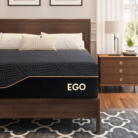 EGOHOME 14 inch California King Size Mattress, Cooling Gel Memory Foam Mattres Bed in a Box, CertiPUR-US Certified, Therapeutic Mattress for Back Pain, Made in USA, 72x84x14 Black