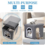 Cat Litter Box Enclosure Furniture, Foldable Hidden litter box with Mesh Storage Bag, Litter box furniture with Waterproof Inside, Easy Clean, Odor Control, Easy Assembly - 21.6”L x 17.7”D x 17.7”H Shikha