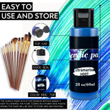 Acrylic Paint Set 76 PCS of 64 Colors 2fl oz 60ml Bottles with 12 Brushes,Non Toxic 64 Colors Acrylic Paint No Fading Rich Pigment for Kids Adults Artists Canvas Crafts Wood Painting Huestry