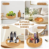 3 Pack Natural Rattan Round Fruit Basket Bowls,Rattan Bread Basket,Woven Serving Basket Bowls,Organizing Handmade Rattan Storage Baskets for Kitchen, Home, set of 3 Size JINSHIYANG