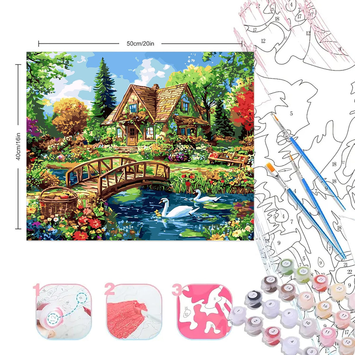 BYGFHLYW Easy Paint by Numbers Kit for Adults Beginner, Landscape Adult Paint by Number Kits on Canvas, DIY Painting with Numbers for Adults, Acrylic Oil by Number Kits for Home Wall Decor 16x20 in BYGFHLYW