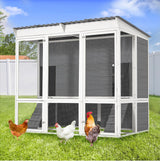AECOJOY 67'' Extra Large Chicken Coop with Run, Wood Chicken House with 4 Nesting Boxes & Roost Bar for 8-10 Chickens, Outdoor Hen Fence Poultry Pet Cage for Backyard AECOJOY