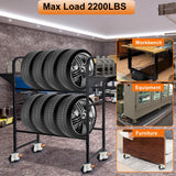 Leveling Stem Casters, M12 Thread Casters Set of 4 Heavy Duty with Leveling feet, 2200 LBS Retractable Caster Wheels with Upgraded Ratchet Arm, Adjustable Height Casters for Workbench, Machine Wieyunn