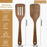 Wooden Spatula for Cooking 12 Inches Wood Spatula Slotted Turner Cooking Utensils for Nonstick Cookware, Kitchen Spatula for Fish, Eggs, Pancakes, 2 Pack Thimmamma