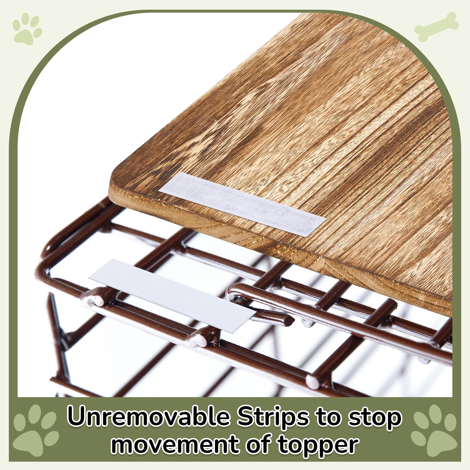 Wenqik Dog Crate Topper Wood for 36 Inch Cages Pet Crate Table Topper with Tassel Curtain Collapsible Wire Dog Crate Table Top Rustic Kennel Dog Crate Cover Wood, (Dog Crate Not Include) - WoodArtSupply