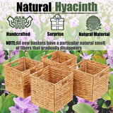 JGJCYO9 Storage Baskets Wicker Cube Baskets Foldable Handwoven Water Hyacinth Laundry Organizer,Cube Storage Baskets,Set of 4 pcs Baskets-11x11x11inch JGJCYO9