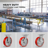 NINOSO 8"X 2" Heavy Duty Caster Wheels, Swivel Casters Set of 4 Polyurethane Wheel with Strong Load-Bearing Capacity 6000lbs, Industrial Casters for Toolbox Workbench (2 Brakes & 2 Rigid) Ninoso