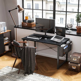 ODK Computer Desk Large Office Desk, 48 Inch Writing Desk with Storage, Modern PC Desk Work Table with Headphone Hook for Home Office, Black ODK