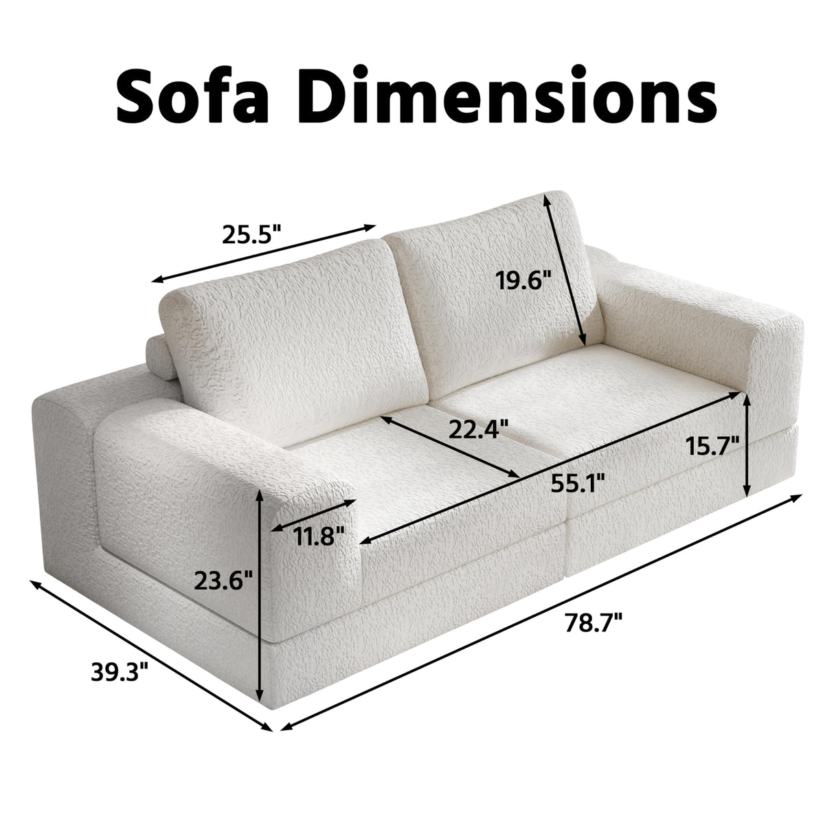 Cloud Modular Sectional Sofa, DIY Combination Modular Couch for Living Room, Unique Knitted Fabric Love Seat Couches with 2 Pillows, 2 Seater Comfy Sectional Couch with No Assembly (Beige) YVDNHP