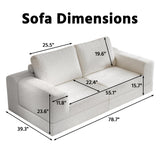 Cloud Modular Sectional Sofa, DIY Combination Modular Couch for Living Room, Unique Knitted Fabric Love Seat Couches with 2 Pillows, 2 Seater Comfy Sectional Couch with No Assembly (Beige) YVDNHP