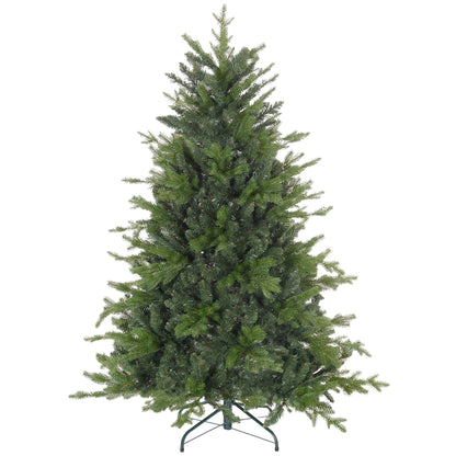 HOMCOM 5ft Artificial Christmas Tree with 1309 Tips, Foldable Metal Stand, Easy Assembly, Hinged Xmas Tree for Home Office Holiday, Green