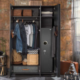 Rifle Gun Safe, Quick Access Long Gun Safe, 5-6 Gun Metal Rifle Gun Security Cabinet for Rifle with/Without Scope with Separate Handgun Rest, Lockbox and Removable Shelf BBRKIN