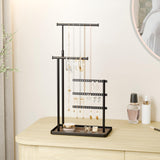 susswiff Jewelry Holder Organizer Stand - Adjustable Tall 17.5" (Max), Sturdy Jewelry Hanger for Necklaces, Earrings, Bracelets, Rings, Jewlery Display and Storage, Black, Metal susswiff