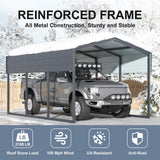 WELYAS 15×10 FT Heavy Duty Carport Canopy with Galvanized Steel Frame and Roof, All Metal Carport Garage, Car Shelter for Trucks, Boats, Tractors WELYAS