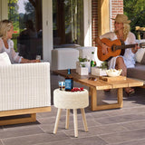 Cpintltr Footstool Ottoman Round Natural Seagrass Foot Stool Pouf Ottomans with Solid Wood Legs Hand Weave Footrest Step Stool for Living Room Bedroom Balcony Garden Natural Cpintltr