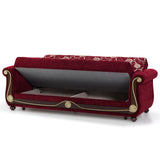 Ottomanson Sweet Home Stores 94" Convertible Sofa Bed with Storage, Firm, Fabric, 3 Seater, Upholstered Sleeper Sofa Couch, Futon for Living Room, Burgundy Ottomanson