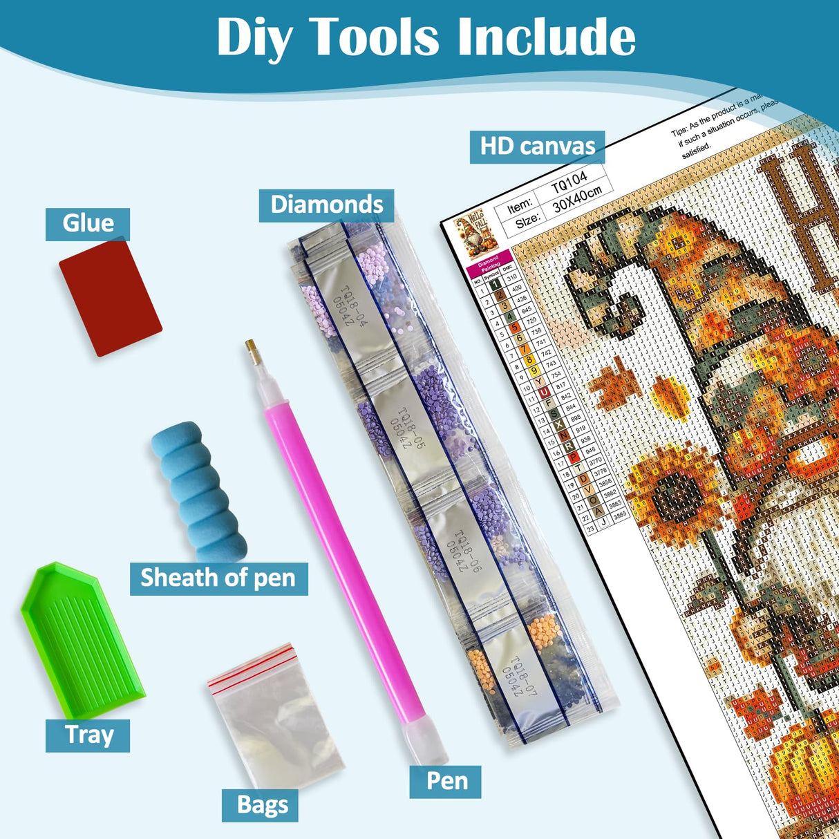 Fall Gnome Pumpkin Sunflower Diamond Art Kits for Adults, 5D Diamond Painting Kits for Adults Beginners, DIY Full Round Drill Diamond Dot Painting Gem Art Kits for Adult,Home Wall Decor 11.8x15.7 Inch VCLKDIY