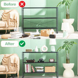 HCHQHS Bookshelf, 3-Tier Industrial Bookcase, Black Open Book Shelf, Freestanding Horizontal Bookshelves with Metal Frame HCHQHS