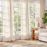 jinchan Belrose Linen Curtains for Bedroom Floral Curtains 84 Inch Length Linen Blend Ivory Embroidered Drapes Farmhouse Flower Patterned Drapes for Living Room Window Treatments Set 2 Panels jinchan