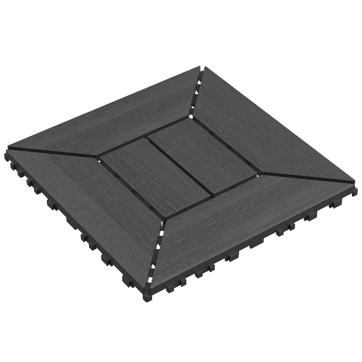 Zynaro 44 Pcs Plastic Interlocking Decking Tiles, 12'' x 12'' All-Weather Use Deck Tiles for Porch, Poolside, Balcony, Backyard, Indoor & Outdoor (Dark Grey, 44 Square Ft) Zynaro