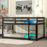 Anwick Twin Over Twin Low Bunk Bed with Stairs and Rails, Wooden Bunk Beds Frame with Safety Guardrail and Slats for Toddlers, Kids, Teens, Boys, Girls, Noise-Free (Espresso, Loft) Anwick