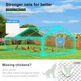 Large Metal Chicken Coop Walk-in Poultry Cage Hen Run House with Waterproof and Anti-Ultraviolet Cover for Backyard Farm Garden, Cage for Rabbits Duck Spire Roof(10’ W x 19.7’ L x 6.4’ H) Rupzen