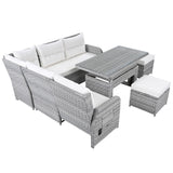 SOFTSEA 6-Piece Patio Furniture Set, Outdoor L-Shaped Sectional Recliner Sofa with 2 Ottomans, All Weather Cushions & Storage Table, Outdoor Conversation Set for Backyard, Beige SOFTSEA