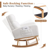 HCHAIRH Rocking Chair Nursery, Sherpa Nursing Rocking Armchair for Mom Nursery Morden Rocker Chair with High Backrest for Living Room,Bedroom,Teddy White HCHAIRH