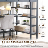 KINFFICT Loft Bed Full Size with Desk and Shelves, Heavy Duty Full Loft Bed Frame with Bookcase Storage, Solid Wood Lofted Bed Frame, Space-Saving, Noise Free, No Box Spring Needed KINFFICT