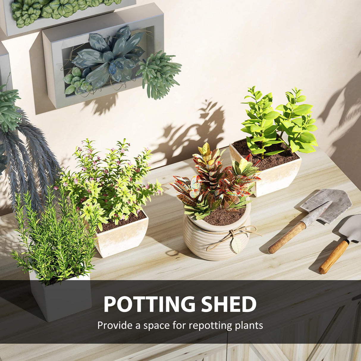 Outsunny Wood Garden Shed, Compact Outdoor Storage Cabinet Potting Shed with Inner Shelf and Double Doors for Backyard, Patio, Lawn, Natural Wood Outsunny