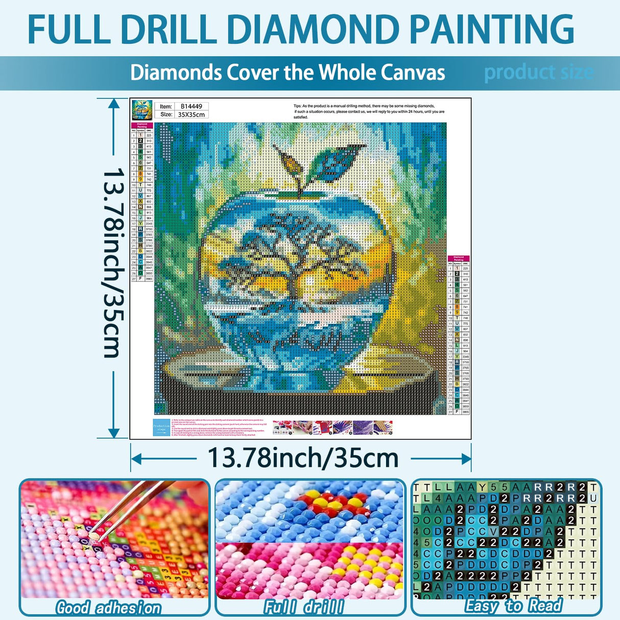 TOPMCYSG Tree of Life Diamond Art Kits for Adults,Round 5D Diamond Painting Kits for Beginner,DIY landscape Gem Painting Kit for Adults,Full Drill Diamond Dots Paintings Picture for Home Decor 14x14in TOPMCYSG