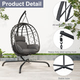 Hanging Egg Chair with Stand Patio Wicker Rattan Swing Chair Hammock Egg Chair for Indoor & Outdoor 400lbs Capacity with Thickened Cushion for Bedroom Balcony Garden TQKVIPI