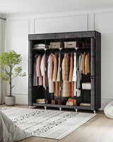 Hzuaneri 67 Inch Closet Wardrobe, Clothes Storage Organizer for Hanging Clothes with Cover, 4 Hanging rods, 9 Storage Shelves, Portable Closet for Bedroom 67 x 16.5 x 66 Inches, Starry Sky Black Hzuaneri