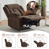 Oversized Recliner Chair,Classic and Traditional Manual Recliner Chair With Vibration Massage and Heat, Comfy Overstuffed Deep Seat Sofa With Side Pockets, Front Pockets and Cup Holder for Living Room Garvee