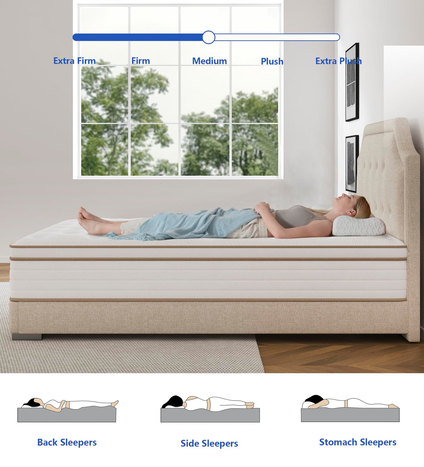 KOANTTI King Size Mattress,12 Inch Hybrid Mattress in a Box with Gel Memory Foam,Individually Wrapped Pocket Coils Innerspring,Pressure-Relieving and Supportive.