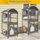 Catio Cat House Outdoor Cat Enclosure Window Large Cat Cage Indoor Outdoor with Multiple Platforms Waterproof Roof and Resting Box Shelter for Stray Kittens (Grey, 29.5" D x 29.5" W x 68.1" H) ketive