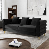 OUYESSIR Cloud Sofa Couch for Living Room, 79" Comfy Deep Seat Velvet Sofa with 3 Pillows and Gold Legs, Modern Upholstered 3 Seater Large Loveseat for Bedroom Office, Dark Black Velvet OUYESSIR