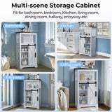 KOLIGEY Farmhouse Storage Cabinet, White Bathroom Storage Cabinet Small Hutch with Door Freestanding, for Coffee Bar, Bathroom, Laundry, Living Room, Kitchen - 24" W x 42" H KOLIGEY