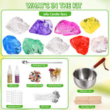 Jelly Candle Making Kit,9pcs Gel Wax -7 Colors Candle Making kit，Includes Wax Wicks Wick Stickers，Wooden Wick Holders and More，DIY Starter Candle Making Kit 2.8LB/45oz Blingfun