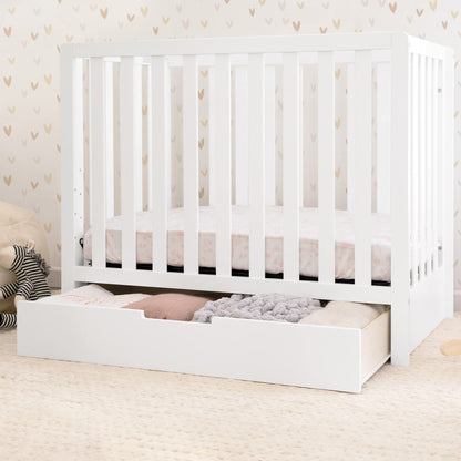 Carter's by DaVinci Colby 4-in-1 Convertible Mini Crib with Trundle Drawer in White, Greenguard Gold Certified, Undercrib Storage