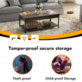 Hidden Gun Storage Safe for Rifles and Pistols, Biometric Fingerprint Gun Safe for Jewelry Money and Ammo, Use as Coffee Table (Honey Brown) Xyvaly