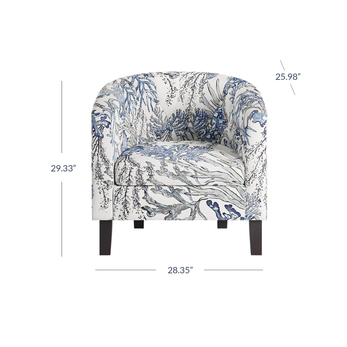 BELLEZE Accent Chairs for Living Room, Elegant Arm Chair Upholstered Tufted Barrel Chair Club Chair for Bedroom with Sturdy Legs and Linen Fabric - Berlinda (Blue Coral) BELLEZE