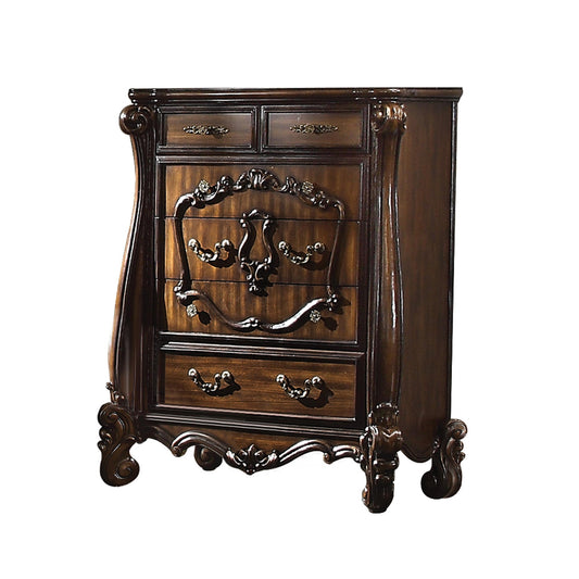 Acme Versailles 5 Drawer Wood Chest in Cherry Oak