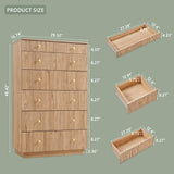 wow97e Fluted Dresser for Bedroom, 48" H 7 Drawer Dressers, Wood Tall Dresser Storage Organizer, Modern Bedroom Chest with Deep Storage for Closet Hallway, Entryway, Living Room Natural wow97e
