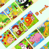 Puzzles for Kids Ages 3-5, 9 Pack Wooden Jigsaw Puzzles for Toddlers Ages 3-5 16 Pieces Preschool Educational Learning Toys Set Animals Puzzles for 3 4 5 Years Old Boys and Girls Runlycan