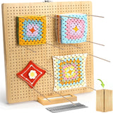 Aulin 15.5"" x 15.5"" Foldable Crochet Blocking Board with Pegs | 35 Stainless Steel Rod Pins - Upgrade Large Blocking Boards for Crochet Projects, Gifts for Crocheters, Mothers, Grandmothers Aulin