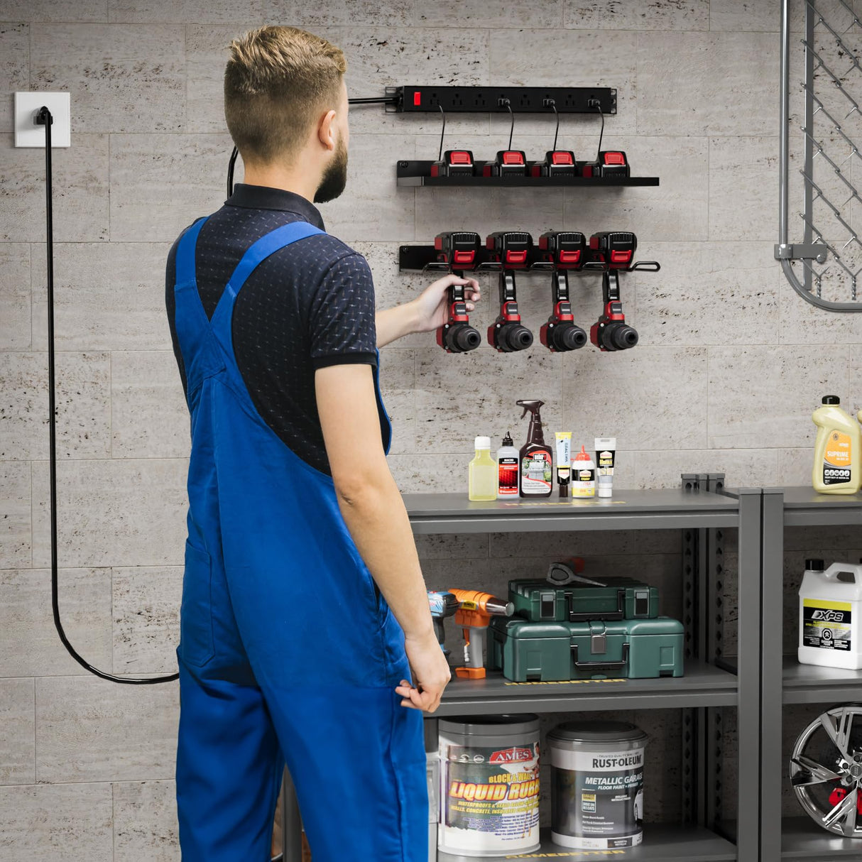 EAROND Power Tool Organizer With Charging Station, Wall Mount Drill Holder, Screwdriver and Battery Organizer, Heavy Duty Rack for Garage, Workshop, Tool Room, Workbench EAROND