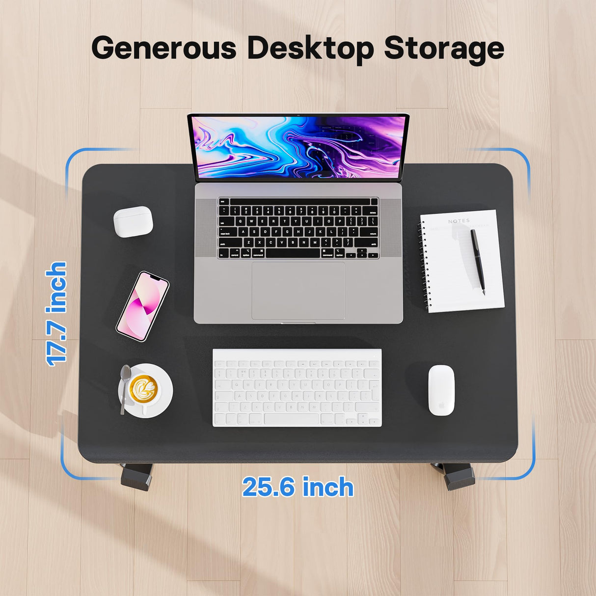 BONTEC 25.6" x 17.7" Gas Spring Mobile Stand Up Desk, Podium, Rolling Standing Desk Up to 33LBS with Wheels and Stoppers, Laptop Standing Desk Height Adjustable, Black BONTEC