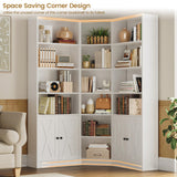 ANCTOR Large Corner Bookcase with 2 Storage Cabinets and 18 Shelves, 7 Tiers L Shaped Wood Bookshelf, 71" Tall Corner Hutch for Living Room, Bedroom, White ANCTOR